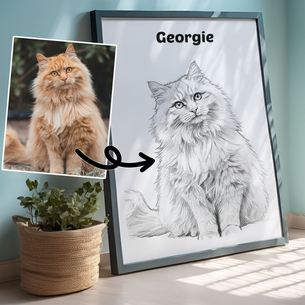 Pencil Sketch Pet Portrait from your Photo
