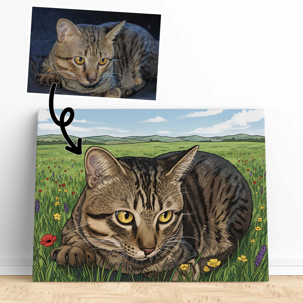 Comic Style Pet Portrait from your Photo (Landscape Orientation)