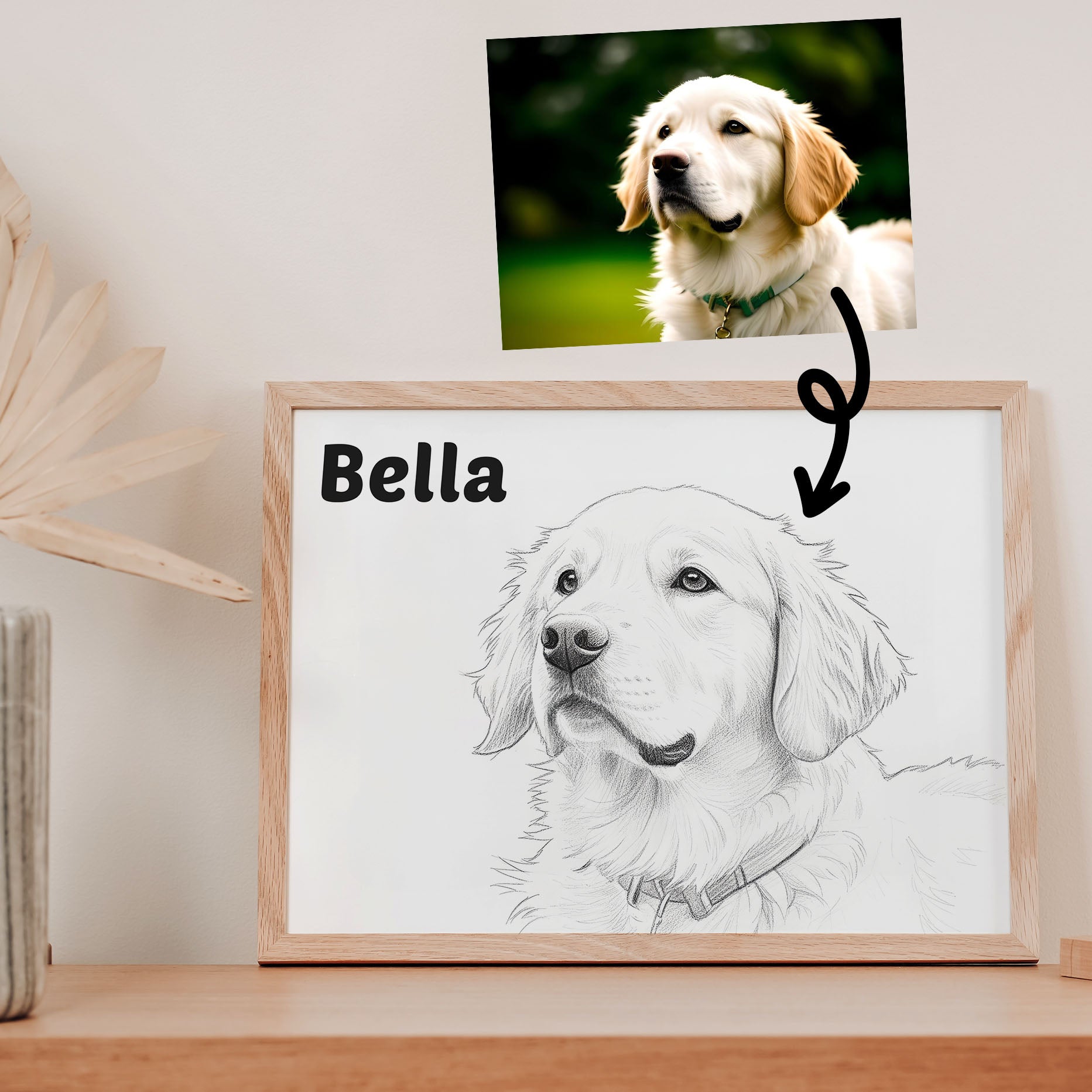Pencil Sketch Pet Portrait from your Photo (Landscape Orientation)