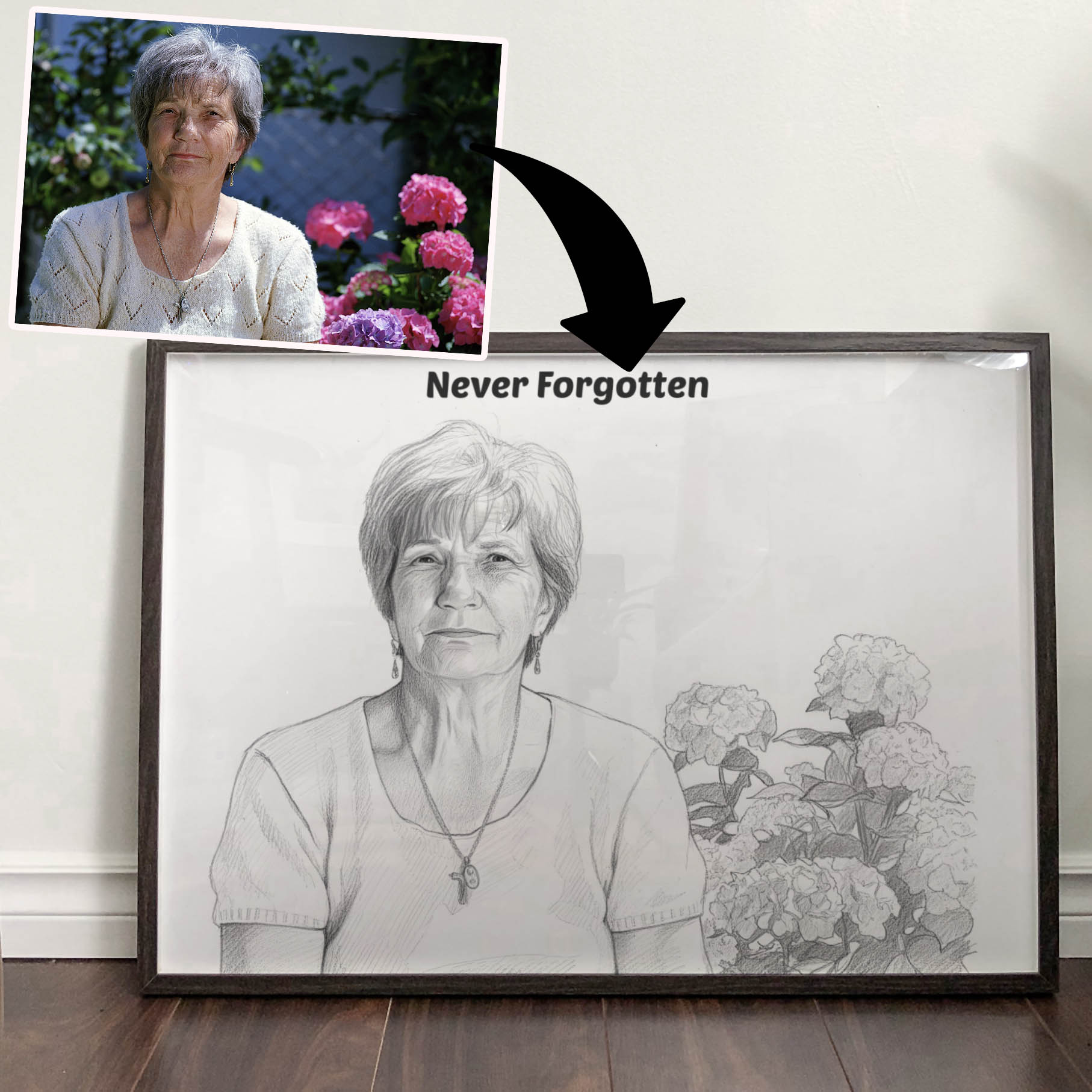 Pencil Sketch Portrait from your Photo (Landscape Orientation)