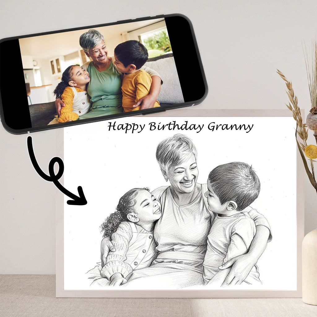 Pencil Sketch Portrait from your Photo (Landscape Orientation)