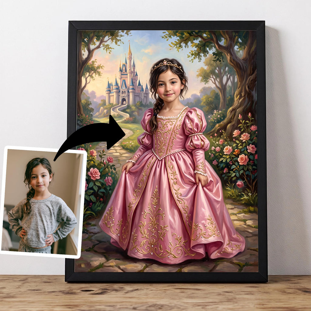 Turn people into princesses or princes from your photos, printed on canvas or framed prints